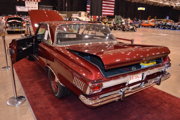 rear quarter shot of a red 1965 plymouth satellite
