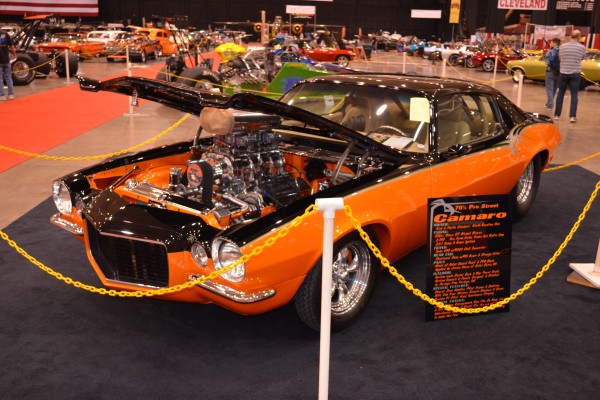 1970 chevy camaro pro street with supercharged v8 engine