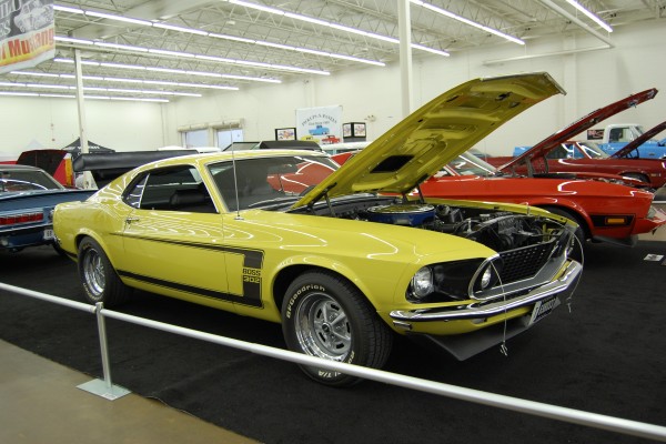 yellow ford boss 302 fastback mustang