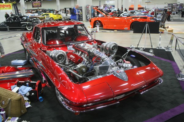 twin turbocharged 1963 corvette drag car
