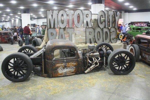 lowered rat rod car show display