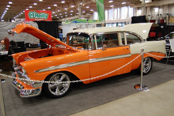 1956 chevy bel air post coupe with custom paint and wheels