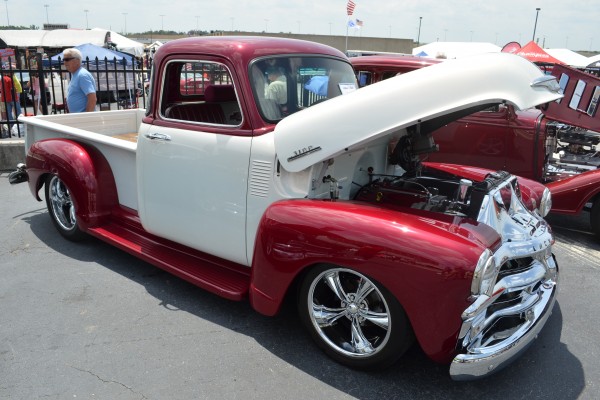 lowered chevy 3100 pickup truck with custom wheels