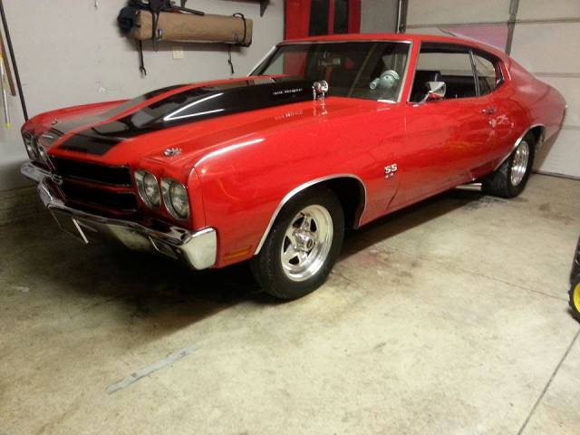 red 1970 chevy chevelle with cowl induction hood