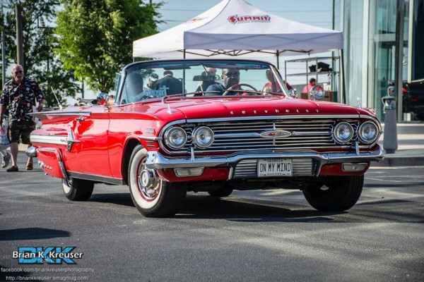 red 1960 chevy impala convertible