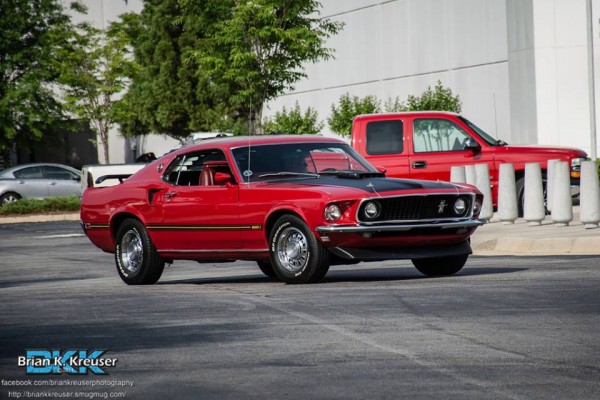 1969 red ford mustang mach 1