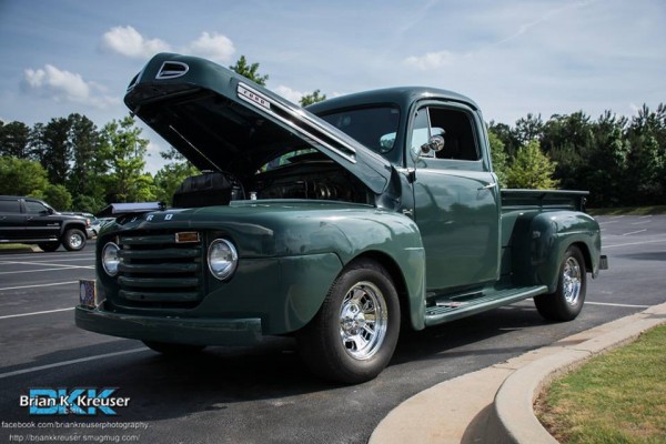 vintage green ford f-1 pickup truck