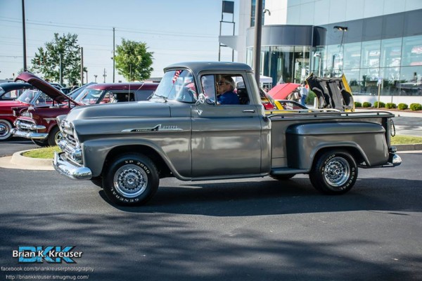 vintage chevy apache pickup truck with custom wheels