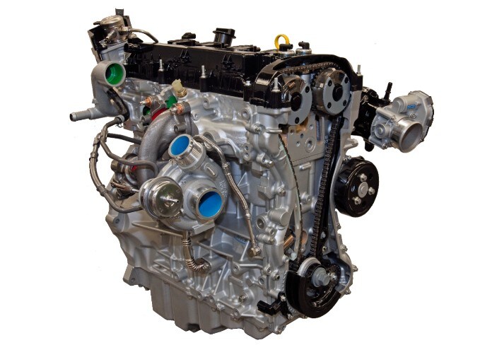 ford ecoboost engine on white background