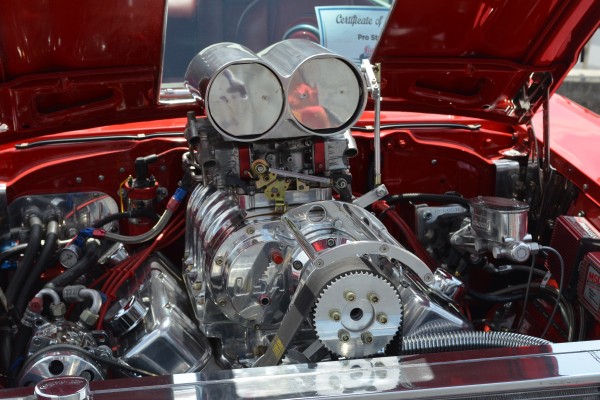 supercharger in a classic v8 muscle car
