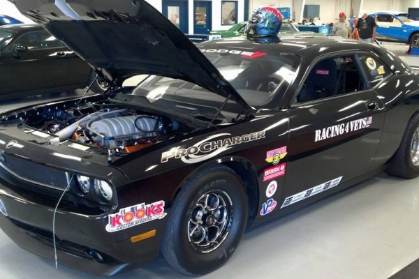 a modified late model dodge challenger drag car