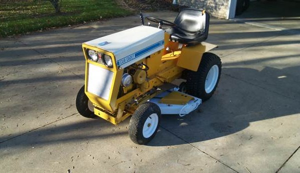 1968 International Cub Cadet Model 72 lawn tractor, front grille and headlight view