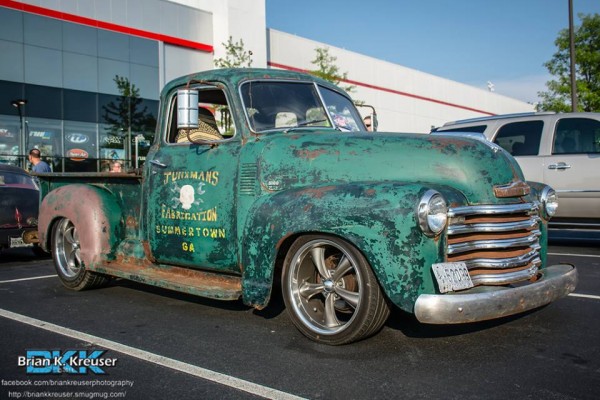 vintage chevy 3100 truck with patina and custom wheels