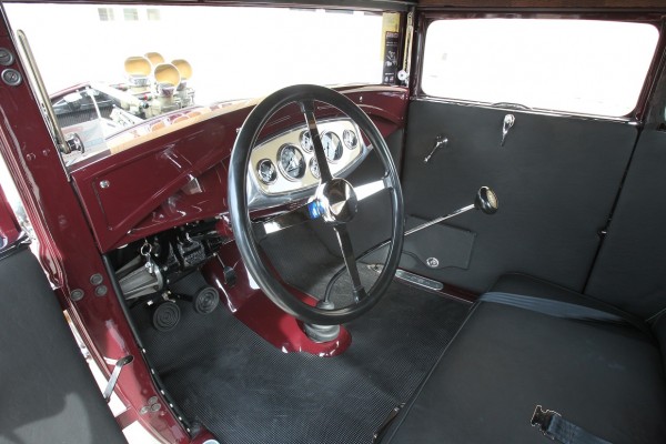 interior of a custom ford coupe hotrod