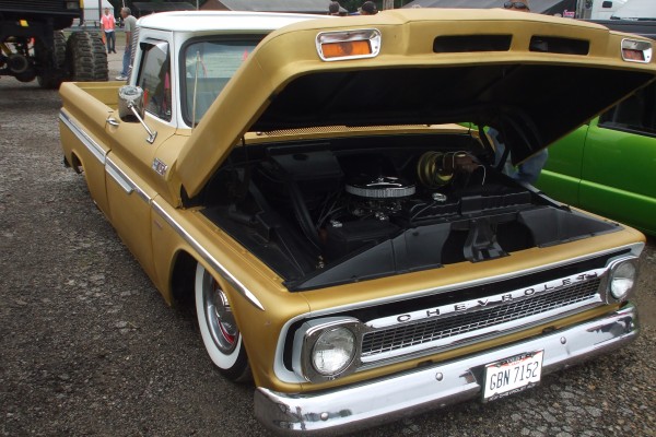 lowered custom gold 1965 chevy c10 pickup truck