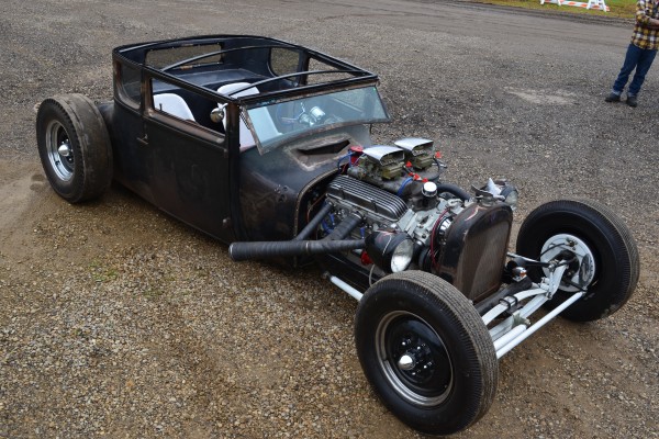 quarter shot of a customized ford hot rod