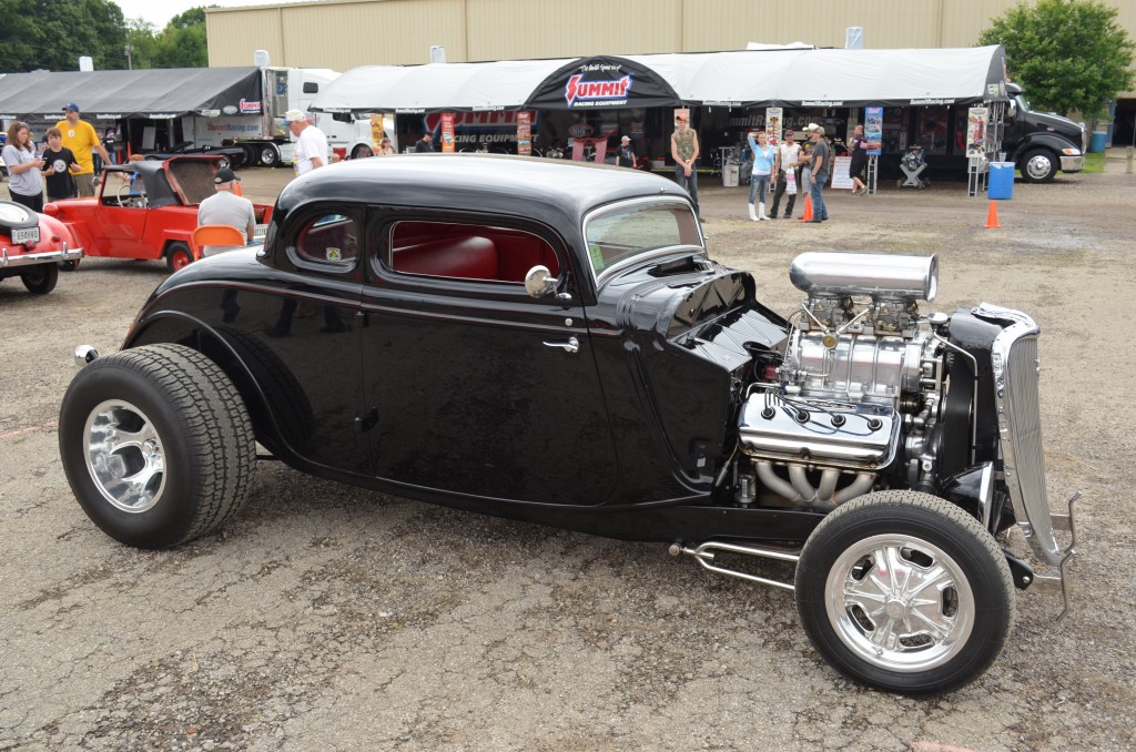 vintage ford hotrod with supercharged hemi engine