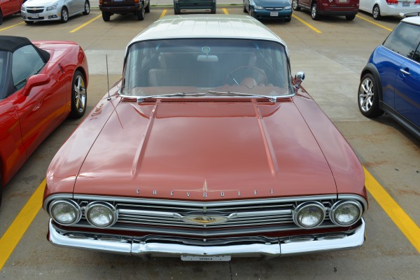 front straight view of a 1960 chevy parkwood station wagon