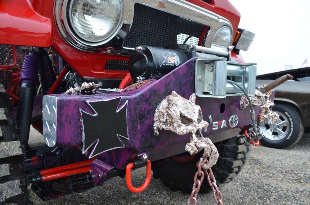 custom rat rod winch fairlead mount of a 1977 toyota land cruiser FJ