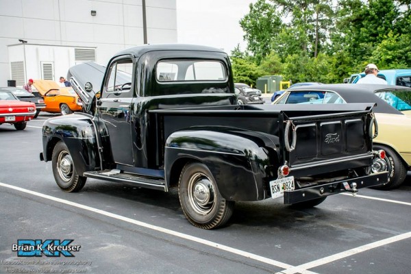 rear view of an old ford pickup truck