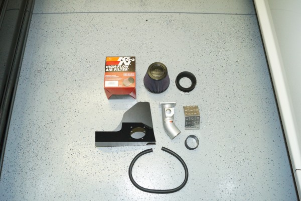K&N air intake kit for a subaruu wrx on a shop floor