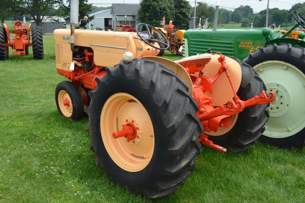 vintage case tractor at an antique farm equipment show