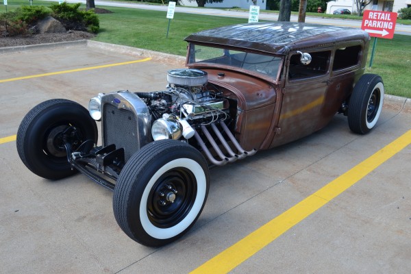 1928 Ford Rat Rod parked at Summit Racing near Akron, Ohio