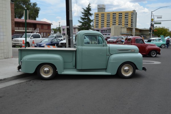 vintage ford pickup truck parked at Hot August nights 2014