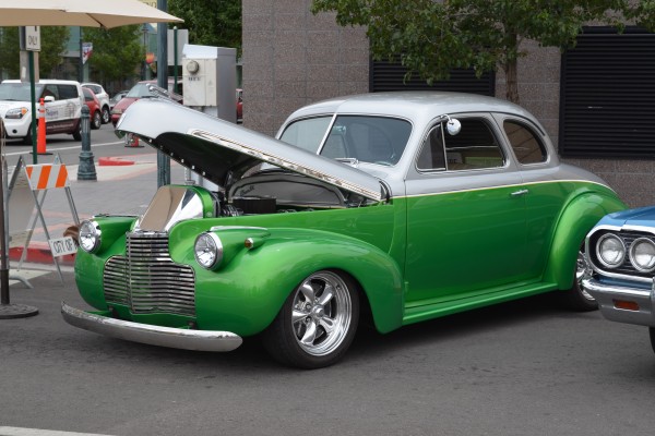 custom prewar chevy coupe hot rod during 2014 Hot August Nights in Reno, NV
