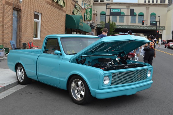 blue chevy custom pickup truck at 2014 Hot August Nights in Reno, NV