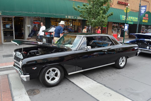 black chevy chevelle malibu parked on street at 2014 Hot August Nights in Reno, NV