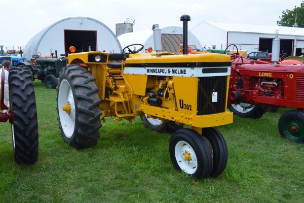 vintage Minneapolis moline u302 tractor at an antique farm equipment show
