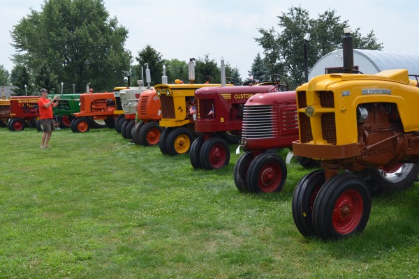 vintage tractors at an old farm equipment show
