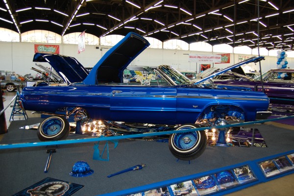 lowrider blue chevy impala show car