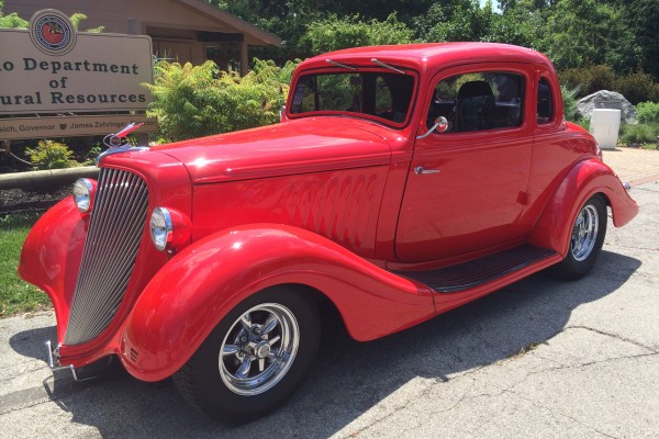 red hot rod coupe