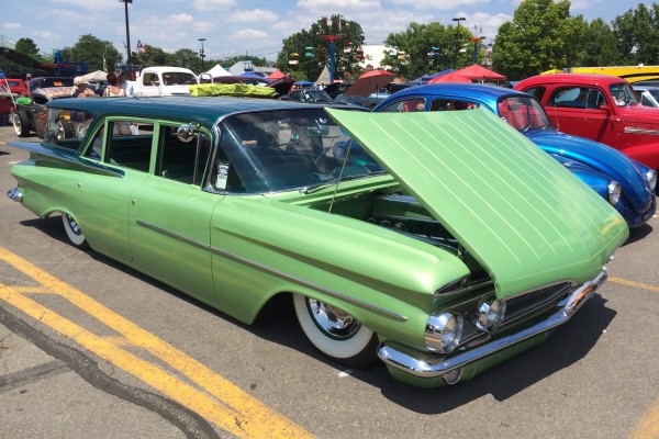 lowered vintage chevy station wagon