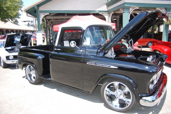 black customized chevy 3100 pickup truck