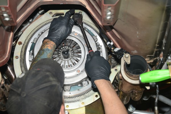 removing bolts from a clutch