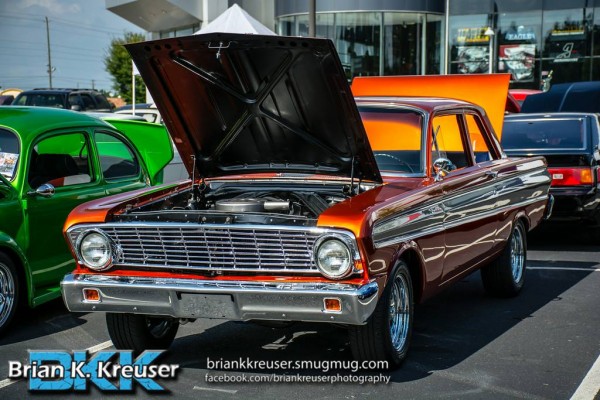 vintage ford falcon hot rod at car show