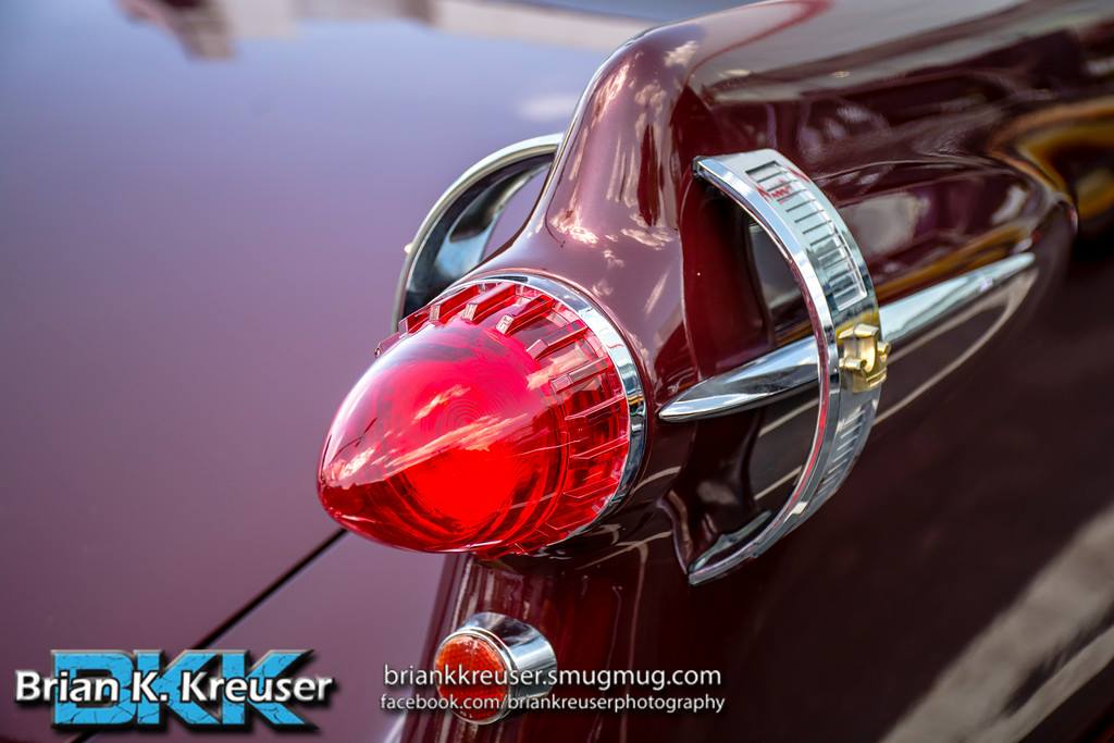 close up of a rear taillight on a classic car