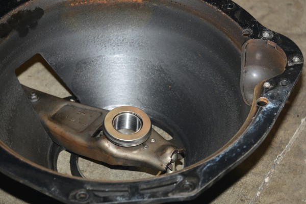 view of a throwout bearing on a mustang clutch