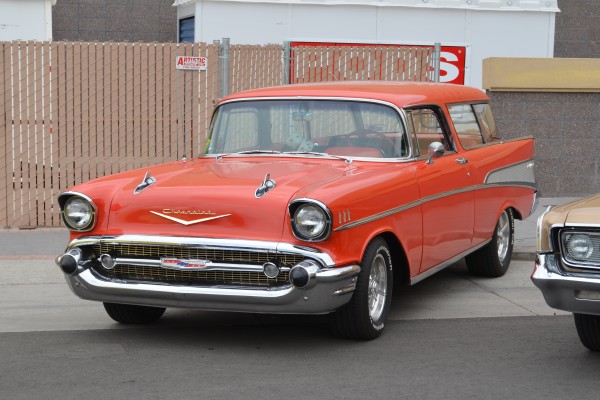 red 1957 chevy bel air nomad wagon