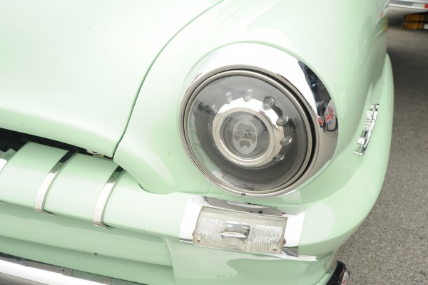 custom headlight in a 1953 Plymouth Suburban Wagon customized by rutledge wood