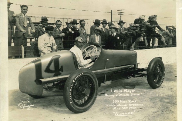 1928 Photo of Louis Meyer in Miller Special Indianapolis 500 race car