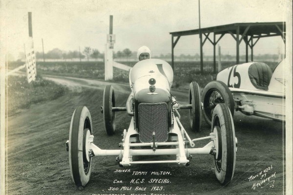 1923, Vintage Photo of tommy milton and an old prewar Indianapolis 500 race car