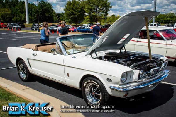 white v8 first gen ford mustang convertible
