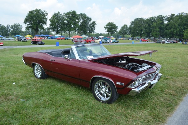 red Chevy Chevelle 327 convertible at summit motorsports park