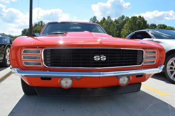 front grille of a 1969 chevy camaro ss rs with headlight covers
