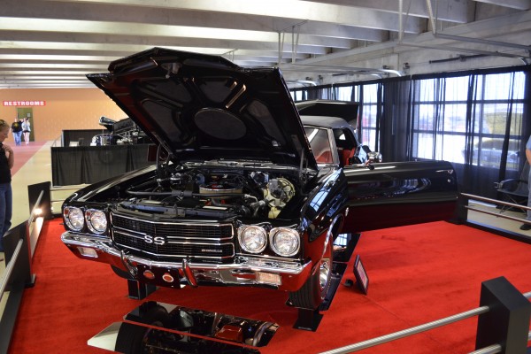black Chevy Chevelle ss convertible displayed indoors