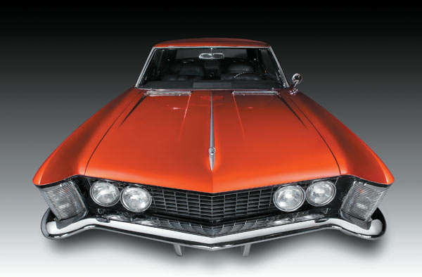 front hood view of a custom 1963 buick riviera show car